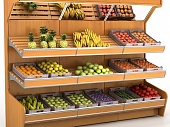 Ассортимент торговых стеллажей для выкладки овощей и фруктов